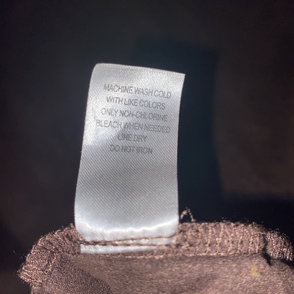 C brand Solid Brown Suede-Like Stretchy Short-Sleeved Dress with Flowery Trim - Picture 16 of 16